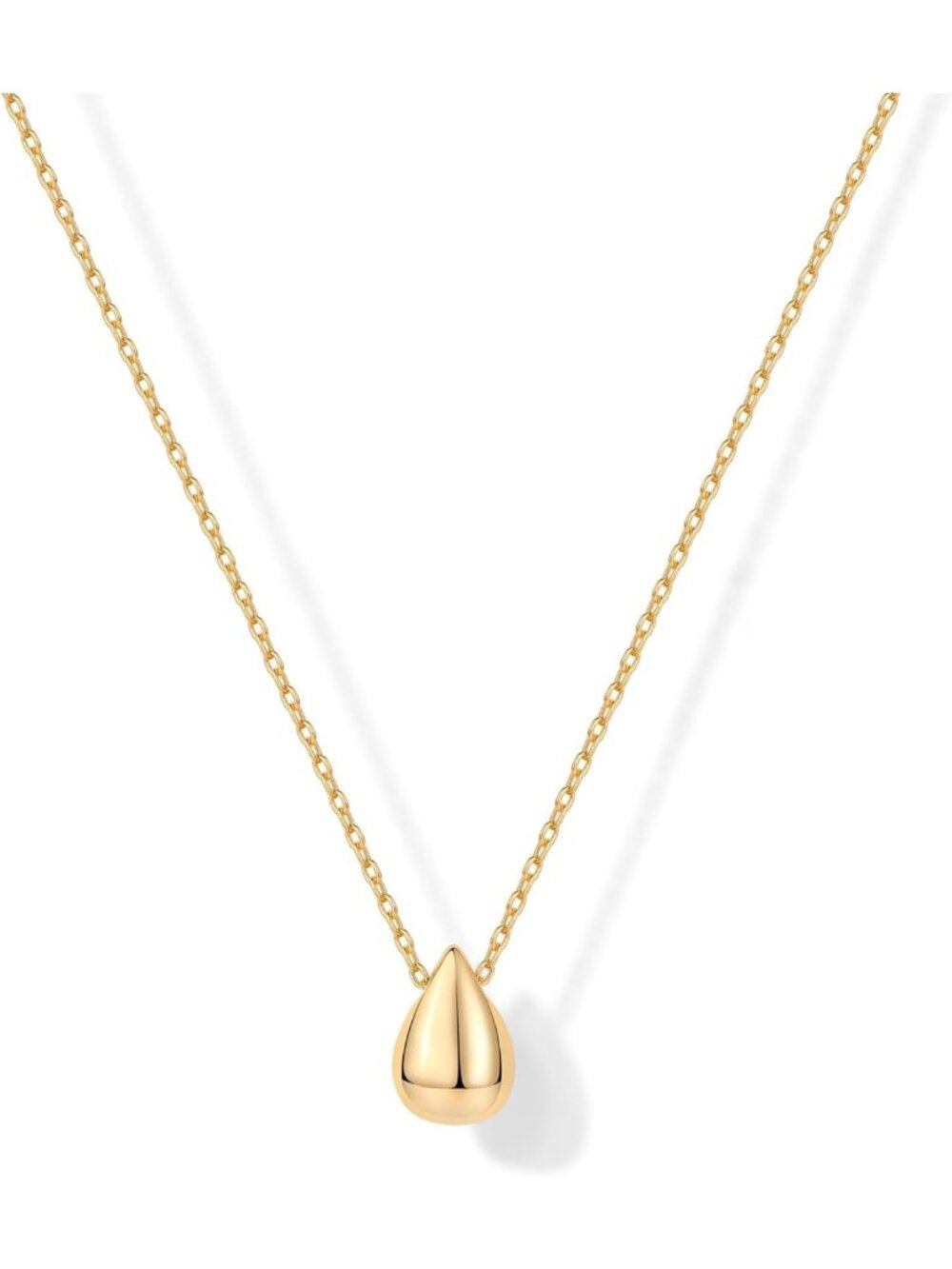 Dainty 14K Gold Plated Pear Pendant Necklace for Women | Elegant Tear Drop